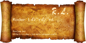 Roder Lóránt névjegykártya