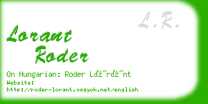 lorant roder business card